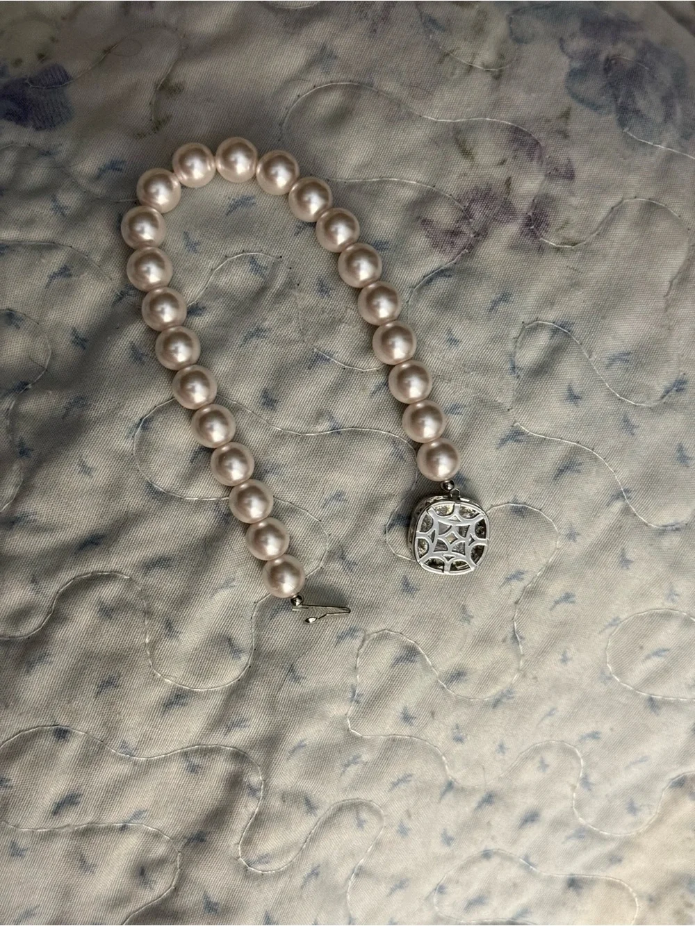 NWT-French Style Layered CZ Inlaid Square Pearl Bracelet